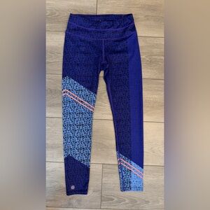 ATHLETA Purple Blue Asym Camo Print Sonar Tight Leggings Size XS EUC